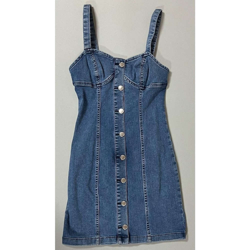Juicy Couture Blue Jean Denim Buttoned  Bodycon Mini Summer Dress Size 0 💙